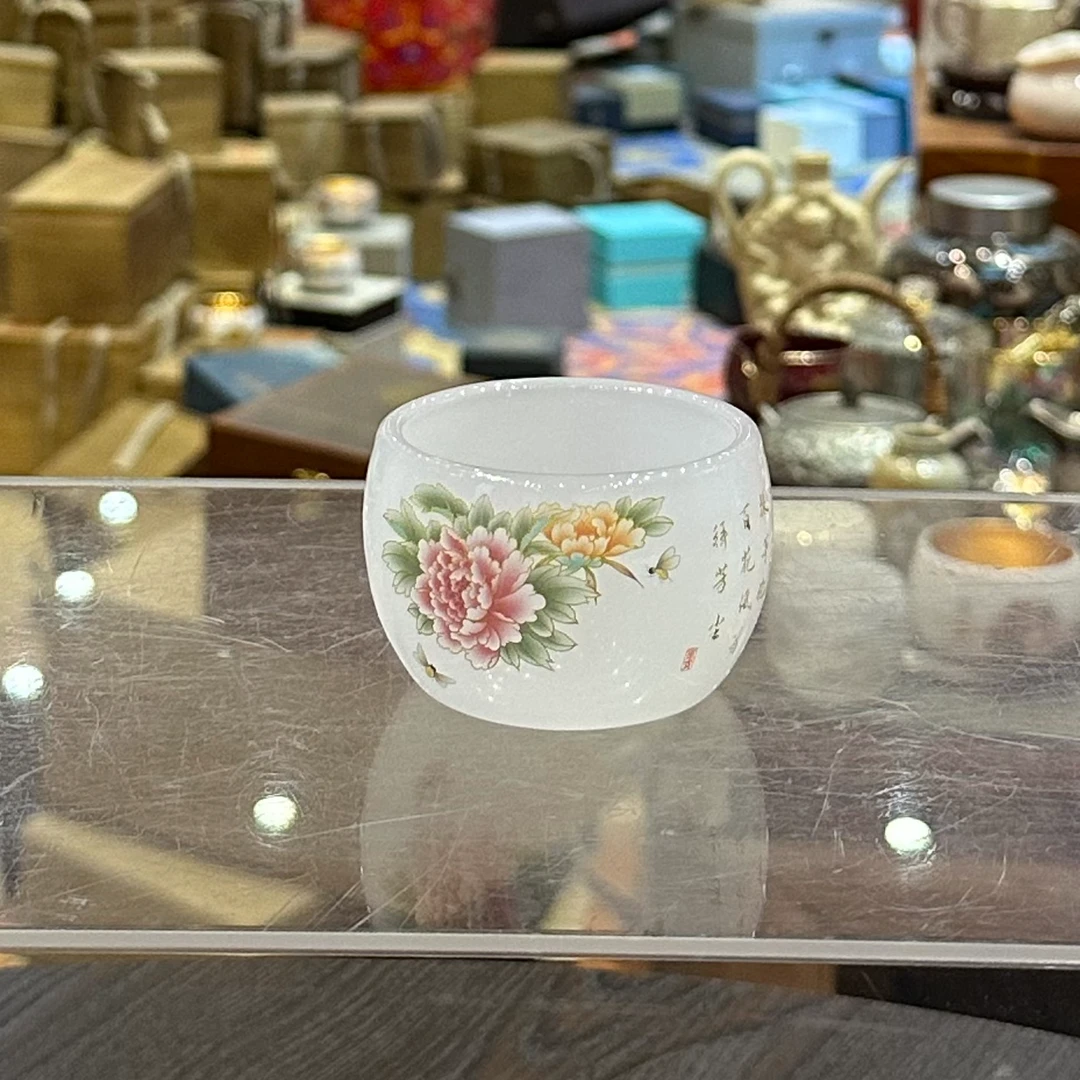 【闪购商品】琉璃牡丹花开茶杯，023366