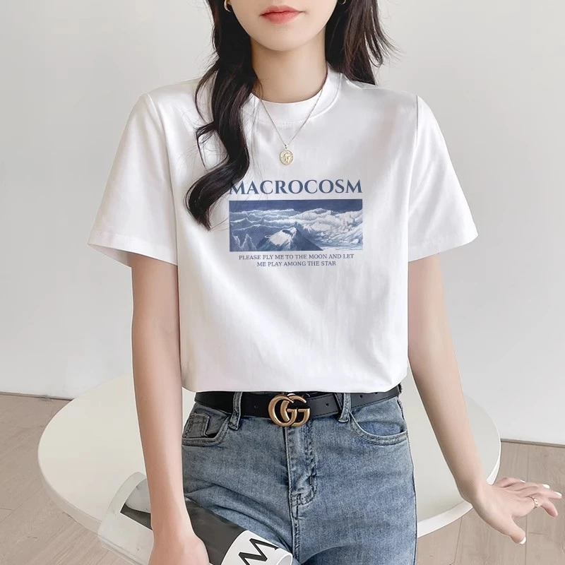 白色小高领t恤女宽松短袖百搭正肩半袖上衣服内搭打底衫2025新款