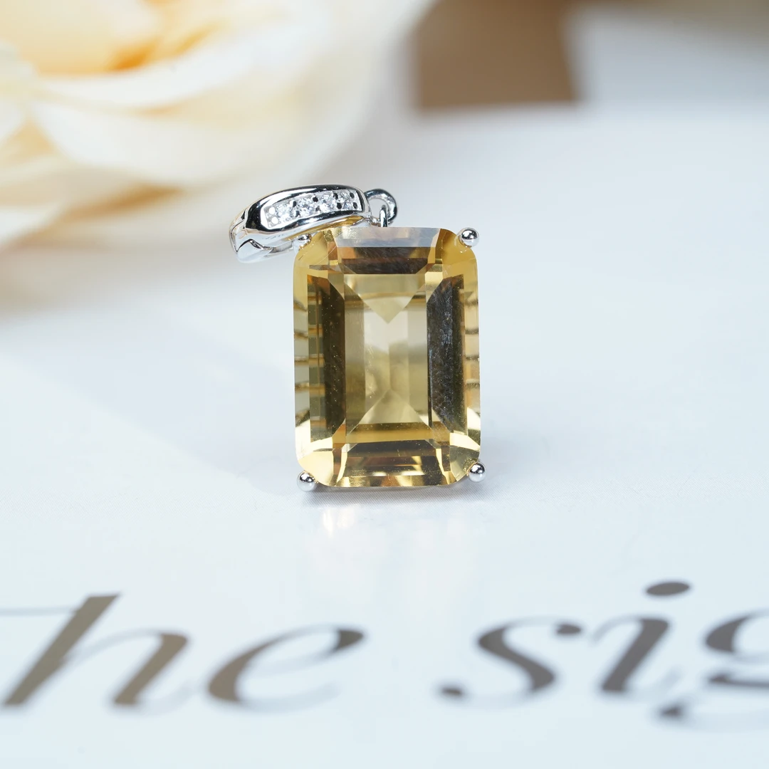 【小北珠宝】黄水晶吊坠-16H161X113【约10*14mm】