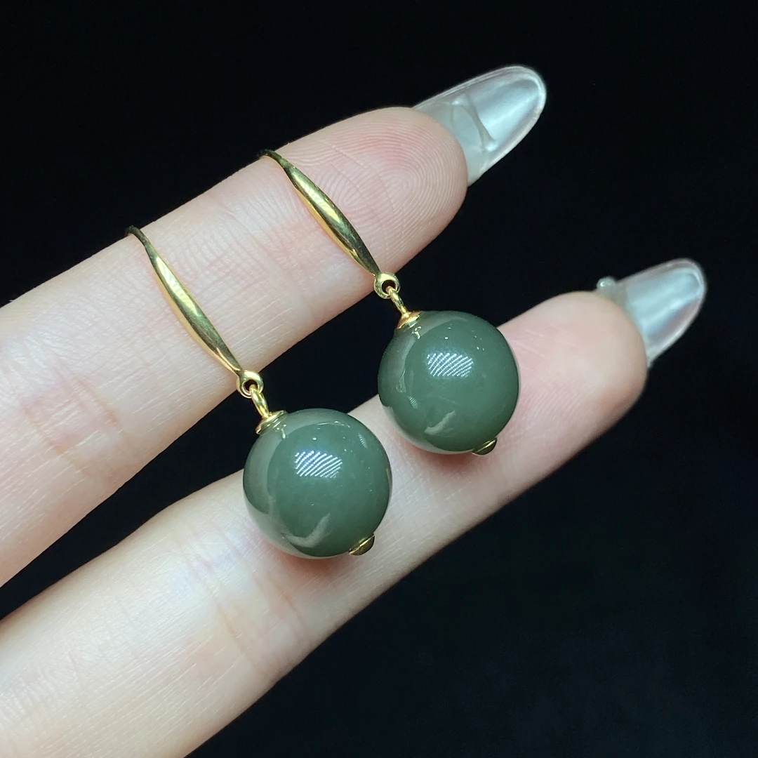 【小北好物】S925银和田玉耳钩26-16QH16X426【多样性发一】约11.5mm+