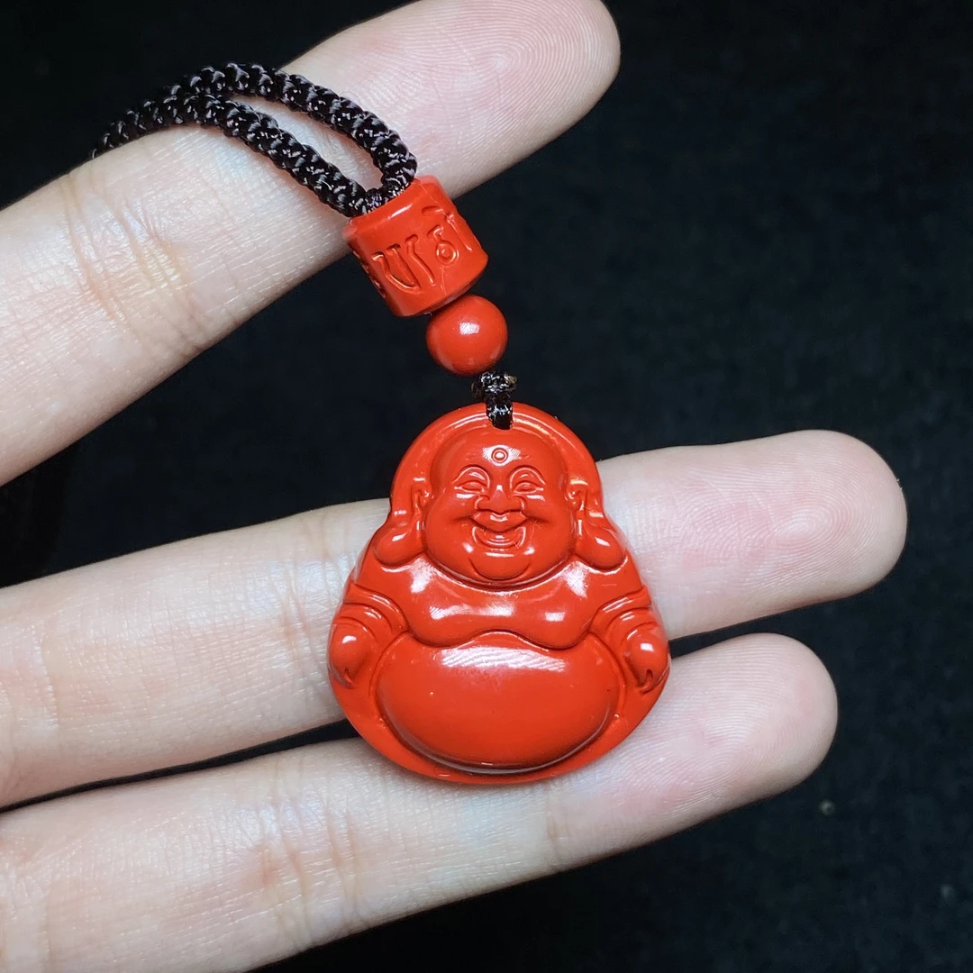 含辰砂工艺品【小北珠宝】朱砂吊坠17-16P33X8【多样性发一件】带绳