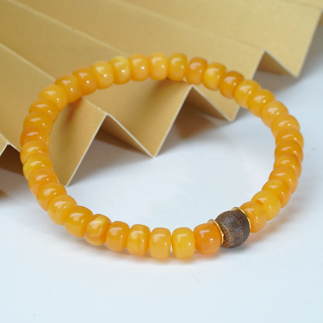 【小北好物】蜜蜡珠手串-17QH03X823【多样性发一件】约4*6mm