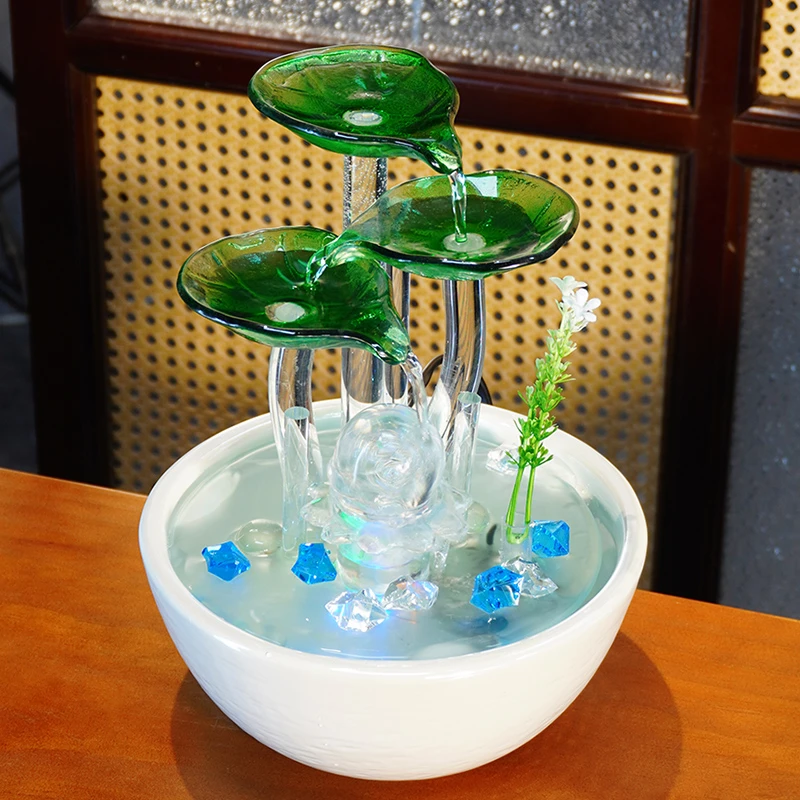 现代简约时尚创意室内家居桌面流水招财摆件循环水客厅办公桌造景