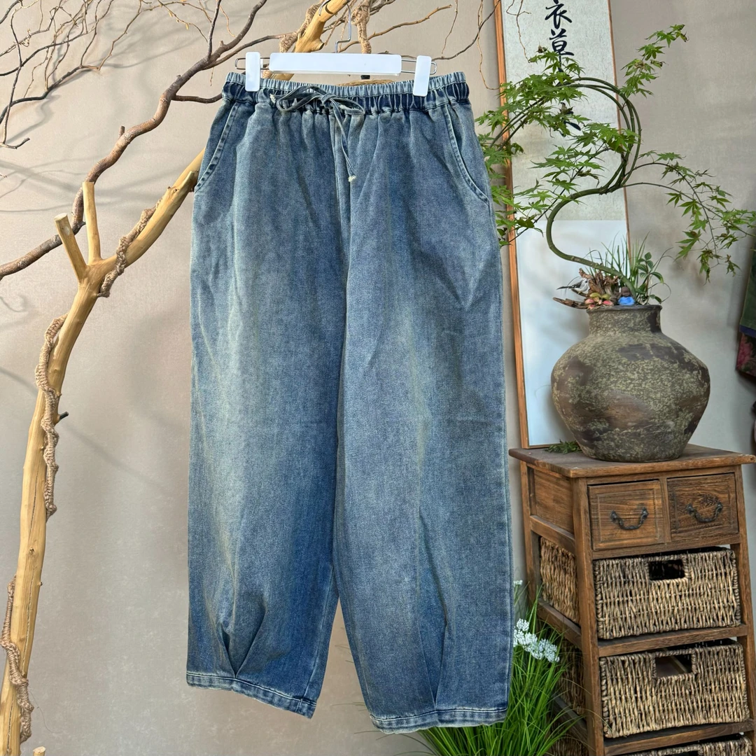 2024秋季新款休闲做旧直筒裤666008