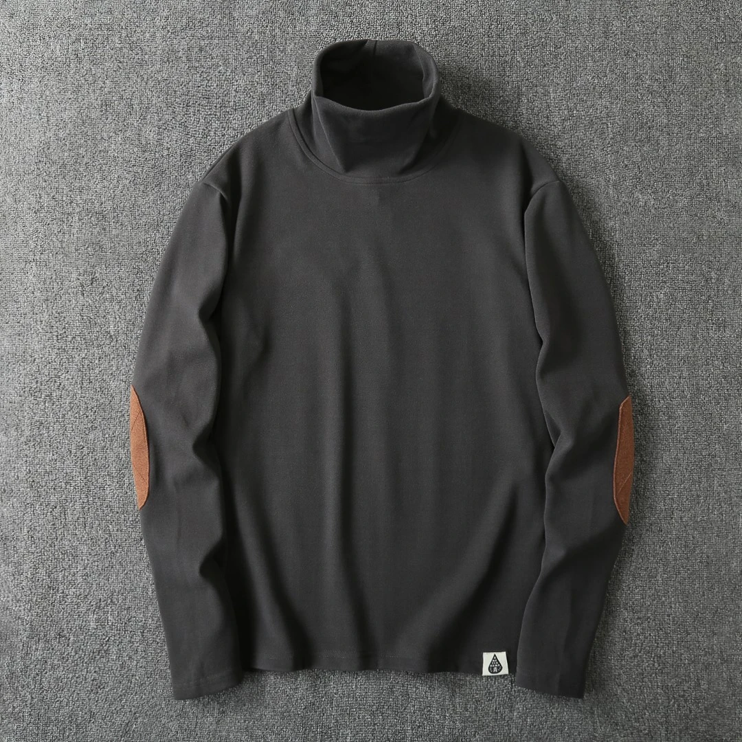 2024春秋新款潮流高领保暖青年打底衫袖子拼接欧美男士毛衣长袖