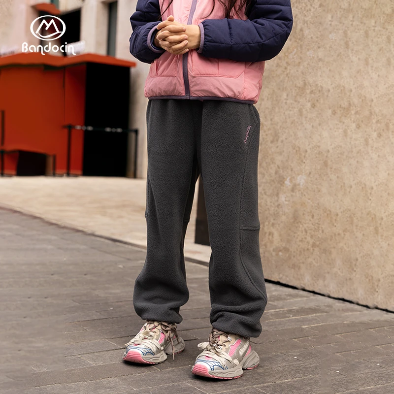 BANDOCIN/女童暖暖裤冬装加绒宽松运动裤秋冬季户外加厚束脚卫裤