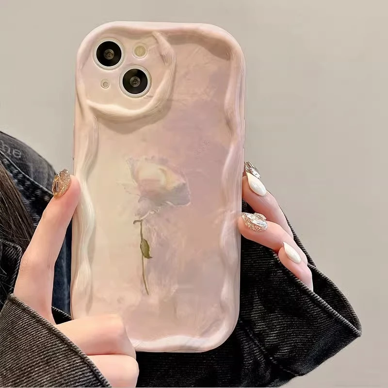 小众简约油画玫瑰手机壳适用苹果/华为/荣耀/oppo/vivo/小米/红米