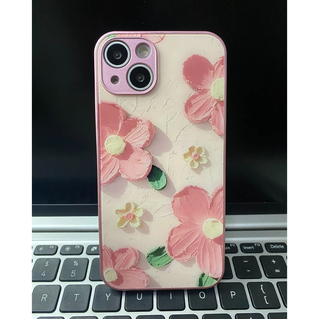 ins花朵手机壳适用苹果/华为/荣耀/oppo/vivo创意ins玻璃壳/硬壳