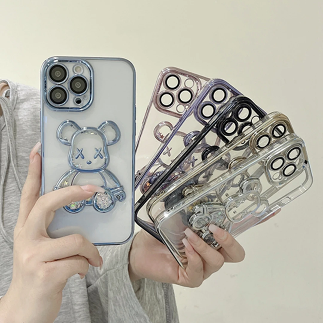 电镀流沙暴力熊苹果手机壳iPhone14苹果13promax全包11苹果12防摔