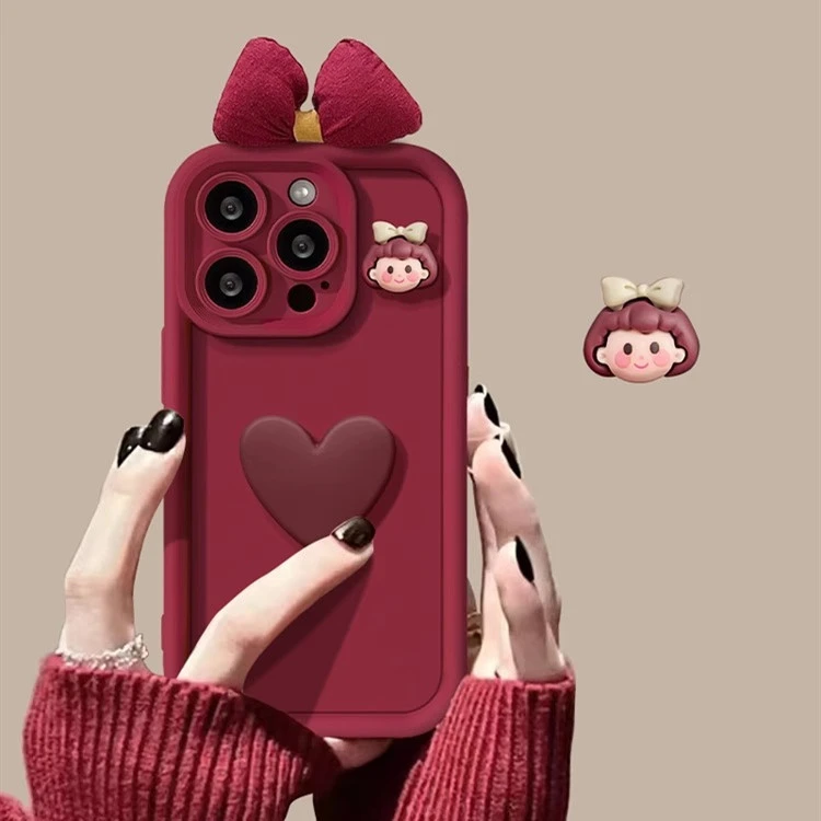 立体蝴蝶结爱心手机壳适用苹果/华为/荣耀/oppo/vivo/小米