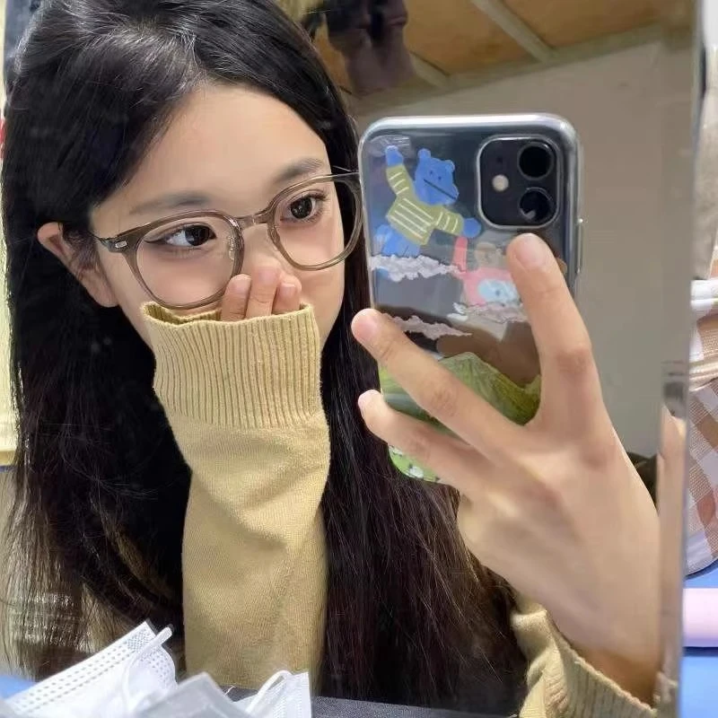 复古橄榄绿眼镜素颜百搭近视女可配度数防蓝光辐射超轻眼睛网红男