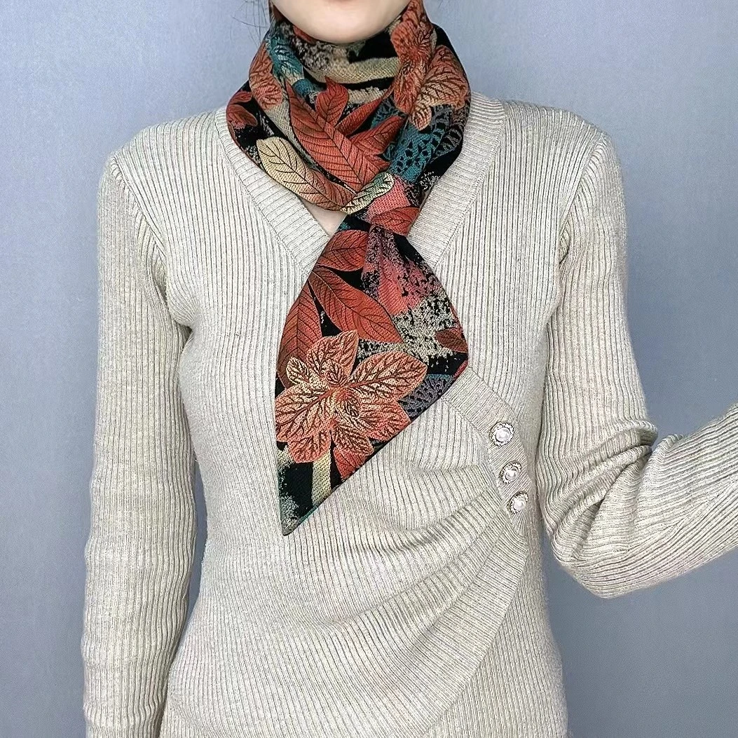 百搭保暖护颈长巾时尚印花秋冬气质