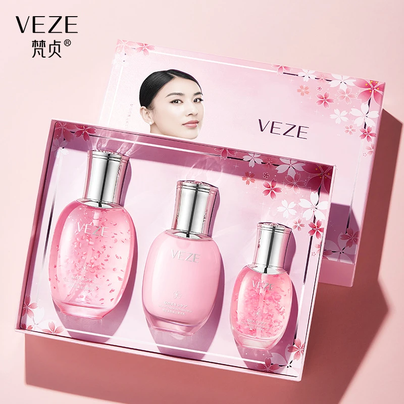 梵贞樱花多肽蛋白护肤三件套 补水润泽保湿呵护焕靓护肤精华套装