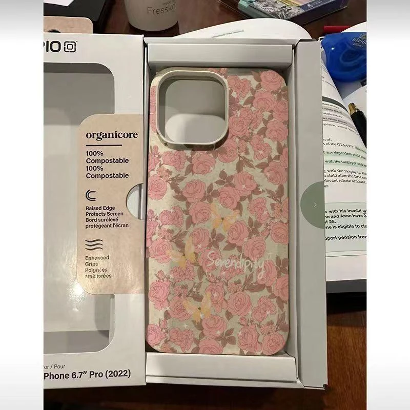 小麦小香风玫瑰适用苹果1514promax手机壳iPhonexr抖音se2/378p
