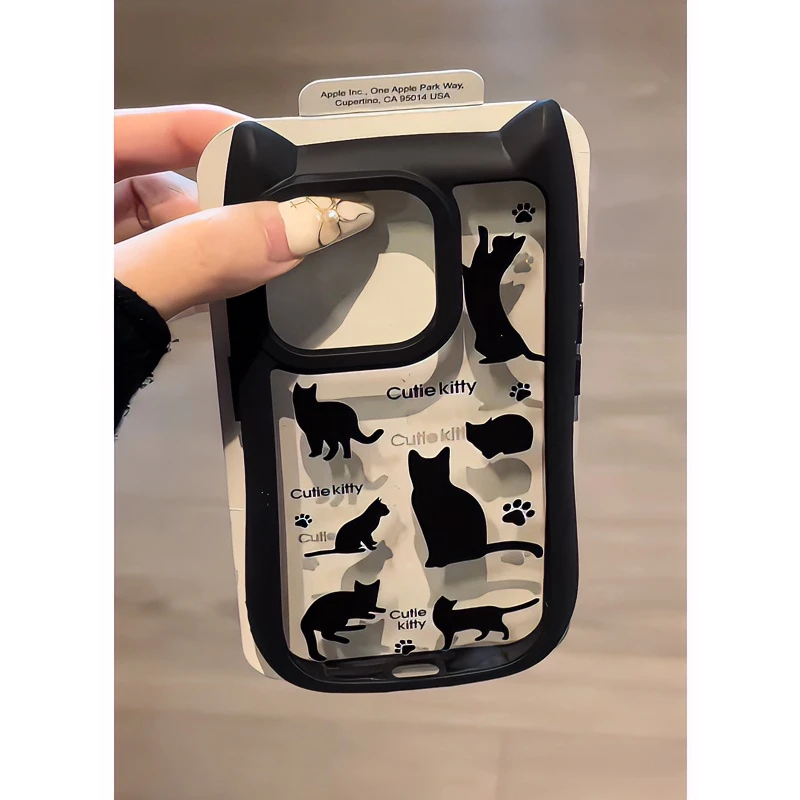 ins立体猫耳朵适用苹果15ProMax手机壳iPhone14Pro新款13女12软11