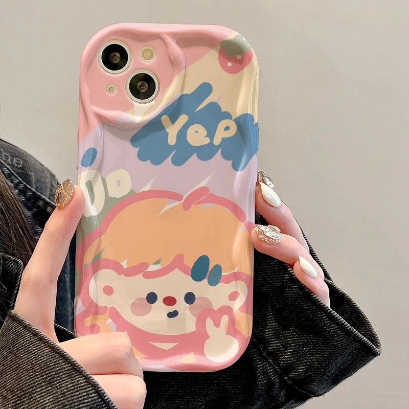比耶女孩适用苹果15手机保护壳iPhone12pro矽胶14网红13PROMAX全