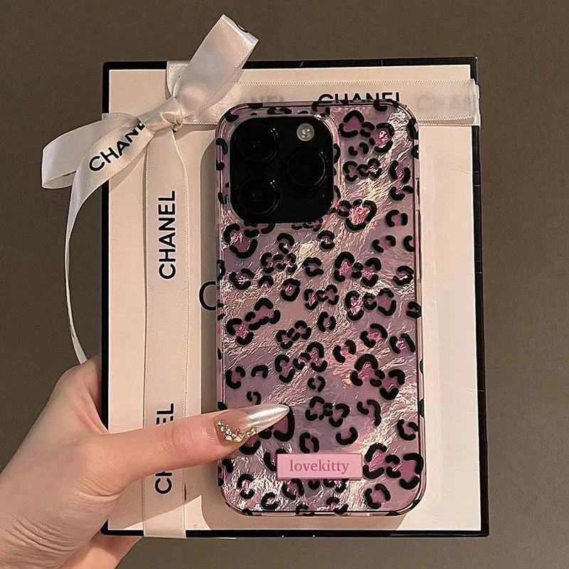 粉色轻奢豹纹适用苹果15/14冰川iPhone15promax手机壳ins高级感