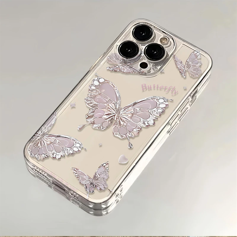 ins超仙蝴蝶苹果iPhone15/14/13promax手机壳11/12软xs太空透明壳