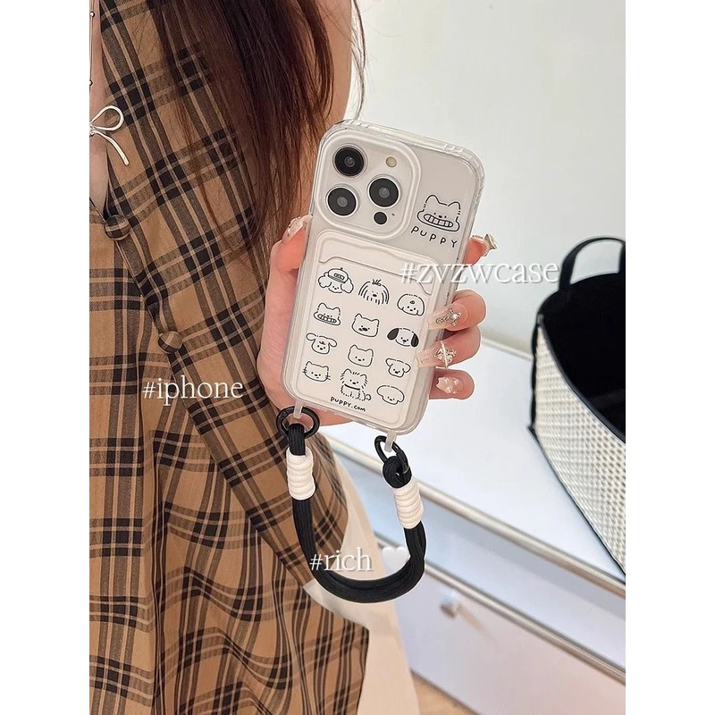 线条涂鸦动物适用iPhone16苹果17promax手机壳15挂绳14软套防摔xs