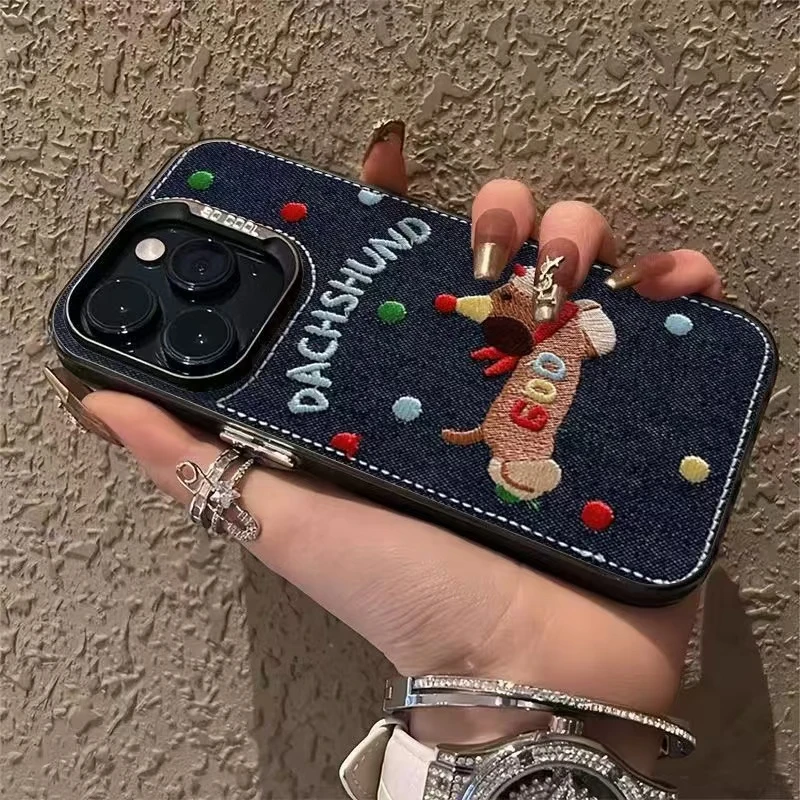 波点小狗适用苹果16PRO手机壳iPhone15promax元气壳卡通14PPO创意