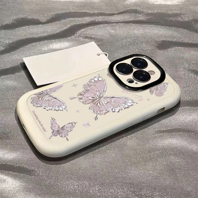 ins金属蝴蝶苹果14promax手机壳iphone15全包13P硅胶高级12_11 X