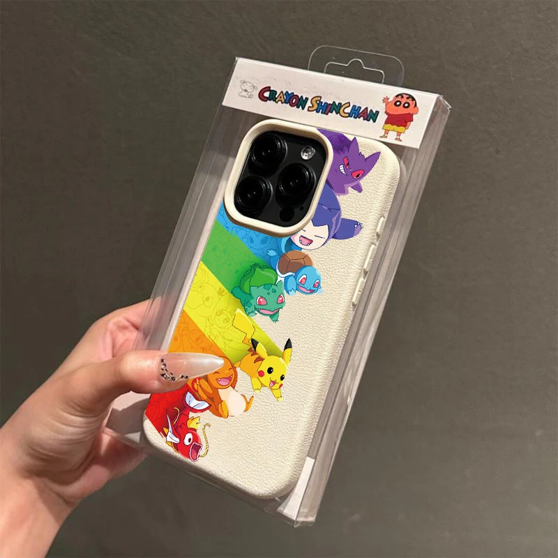 动漫比卡丘适用iphone16P/15P手机壳苹果14PROMAX荔枝纹12卡通ins