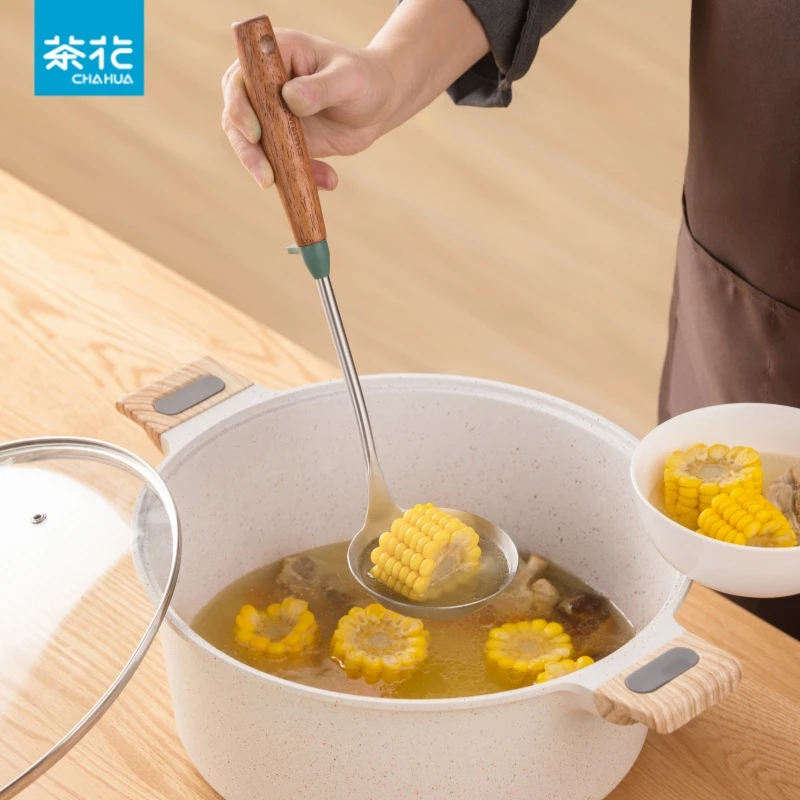 茶花锅铲304不锈钢加厚炒菜铲子漏勺汤勺家用厨具炒勺套装铲子