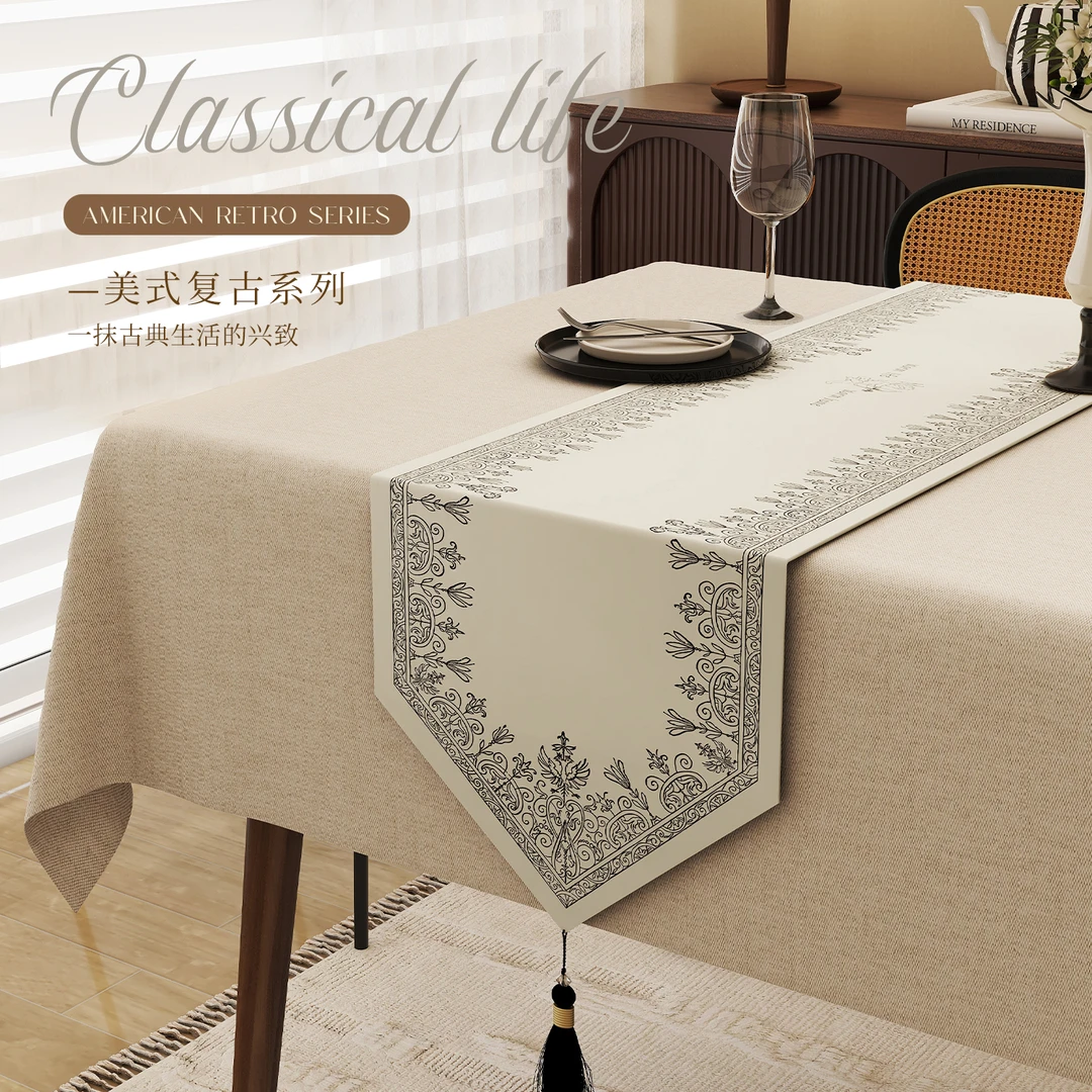 本知浪漫法式桌旗奶油风轻奢设计感茶旗茶桌餐桌高端茶桌布