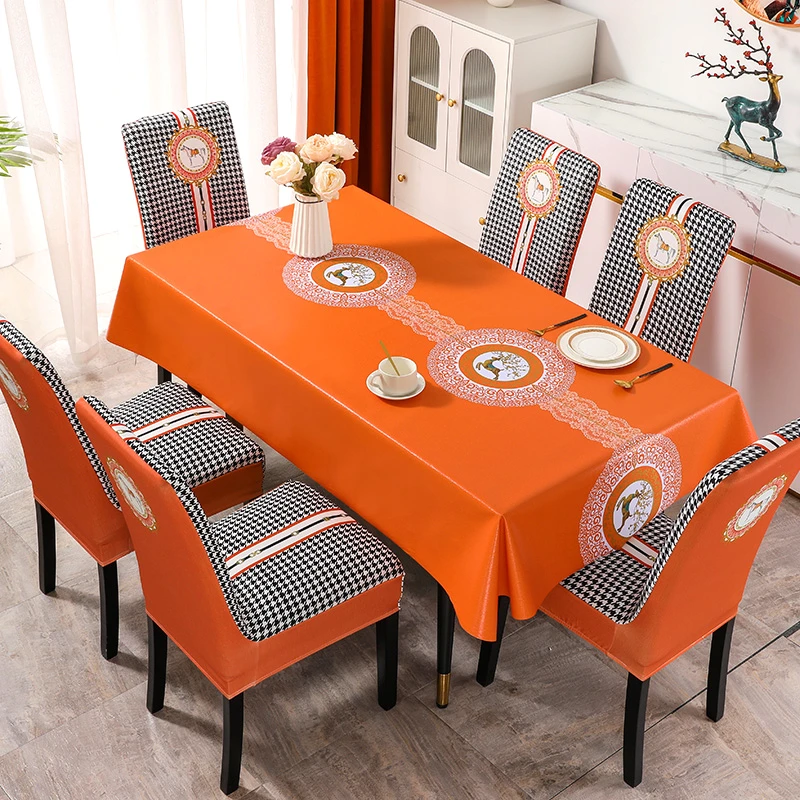 本知套装桌布防水防油免洗年新款餐桌垫客厅椅子套家用餐椅套