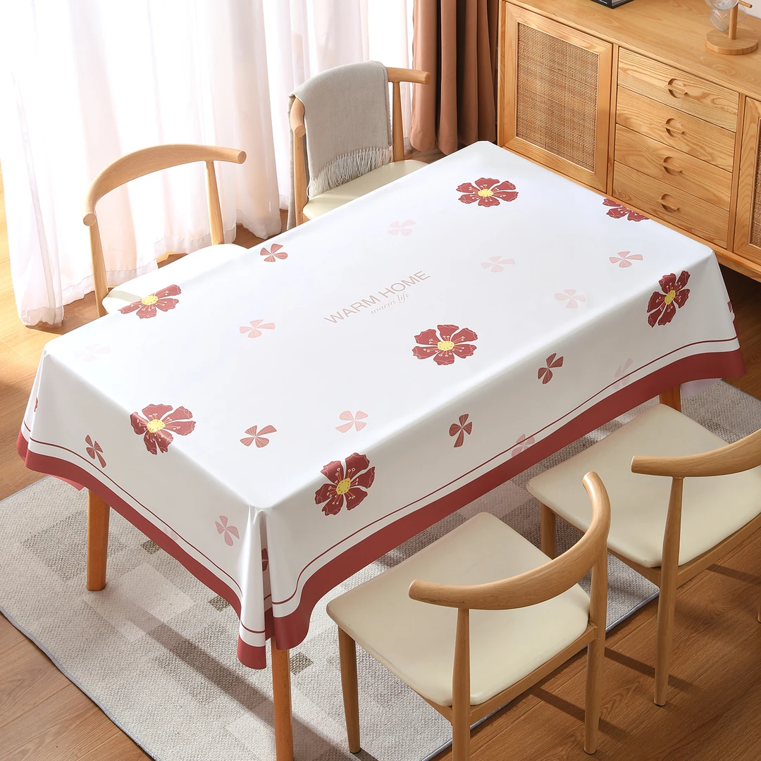 本知2024新款手绘图案防水防油防烫免洗长方形经典百搭网红餐桌布