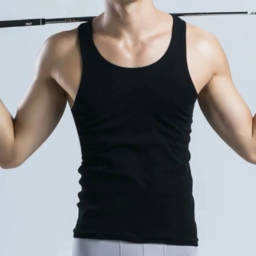 背心男外穿棉夏季潮跨栏运动健身打底修身透气黑色男汗衫纯色男士