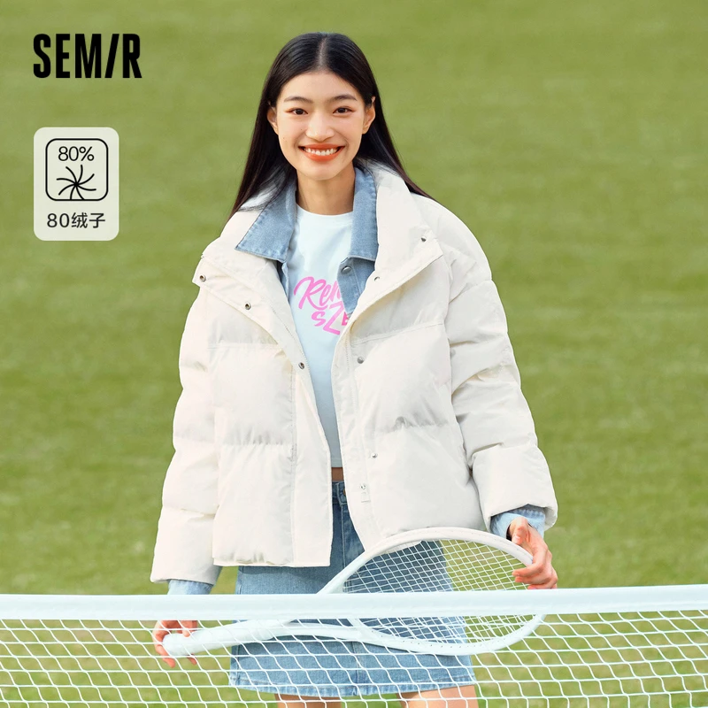 真羽绒|森马羽绒服女设计感拼接假两件新款冬季oversize外套