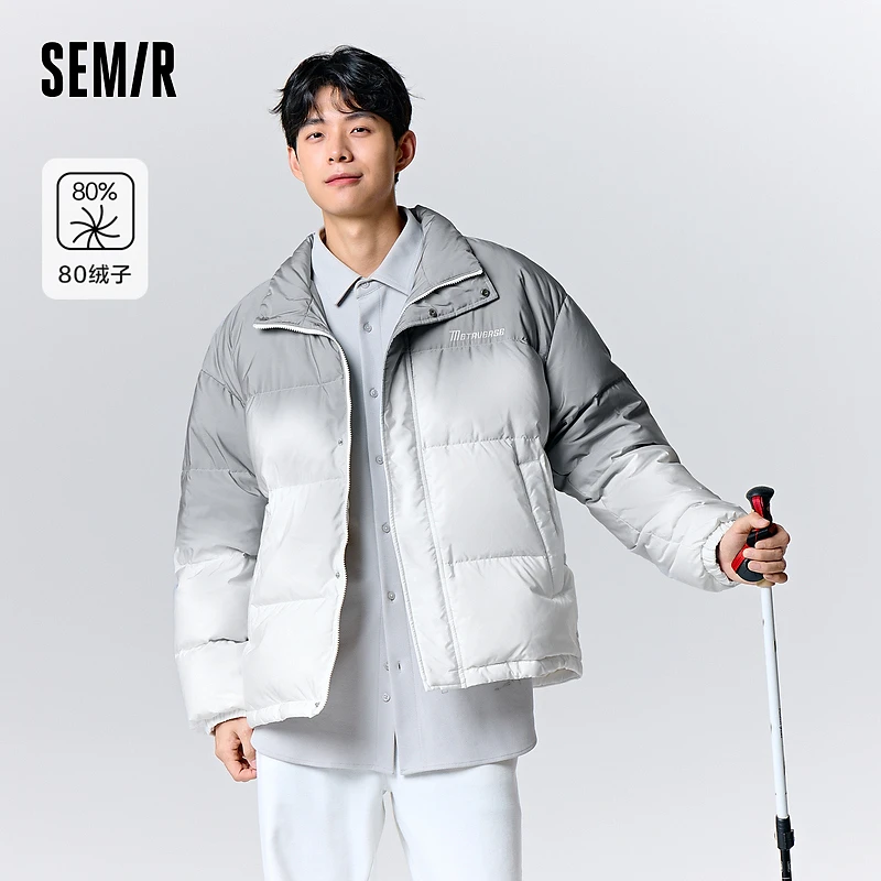 森马羽绒服情侣2023冬季新款潮流晕染渐变防寒面包服宽松温暖时尚