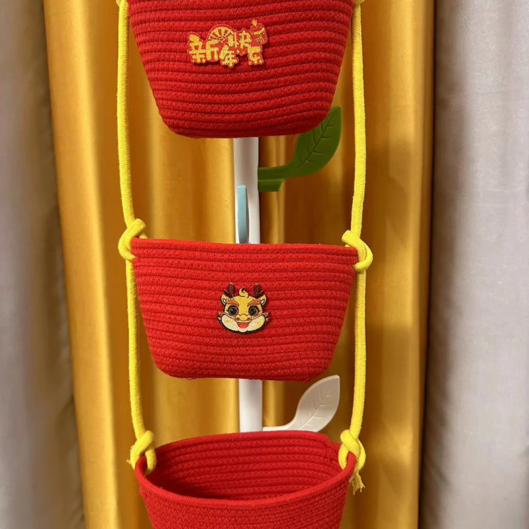 【拍一发三】龙年新品三层创意储物墙挂式手工挂篮家居收纳筐