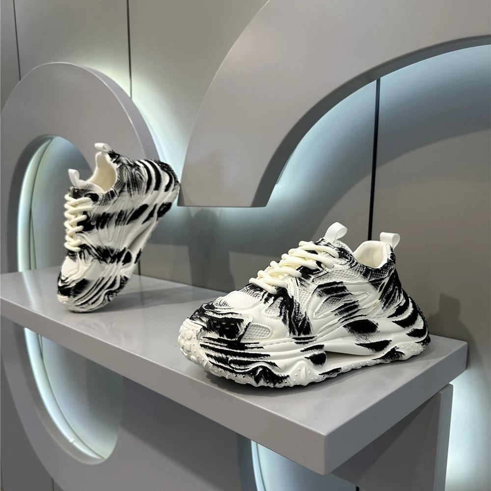 2025春季爆款男士时尚擦色做旧厚底增高鞋舒适休闲复古老爹鞋潮鞋