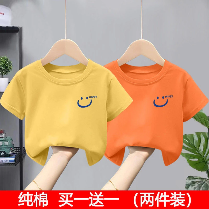 纯棉夏季女童短袖T恤儿童新款男童中小童宝宝衣服上衣潮