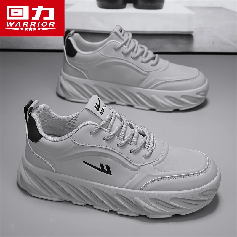 回力男鞋夏季上班工作皮面休闲板鞋子男百搭防水软底小白潮鞋4245