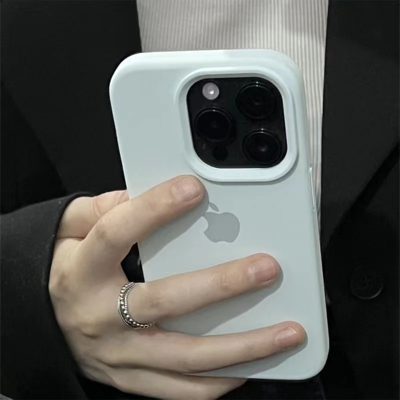 牛奶蓝液态硅胶手机壳iphone14promax大孔13/12/11防摔女款x/xs套