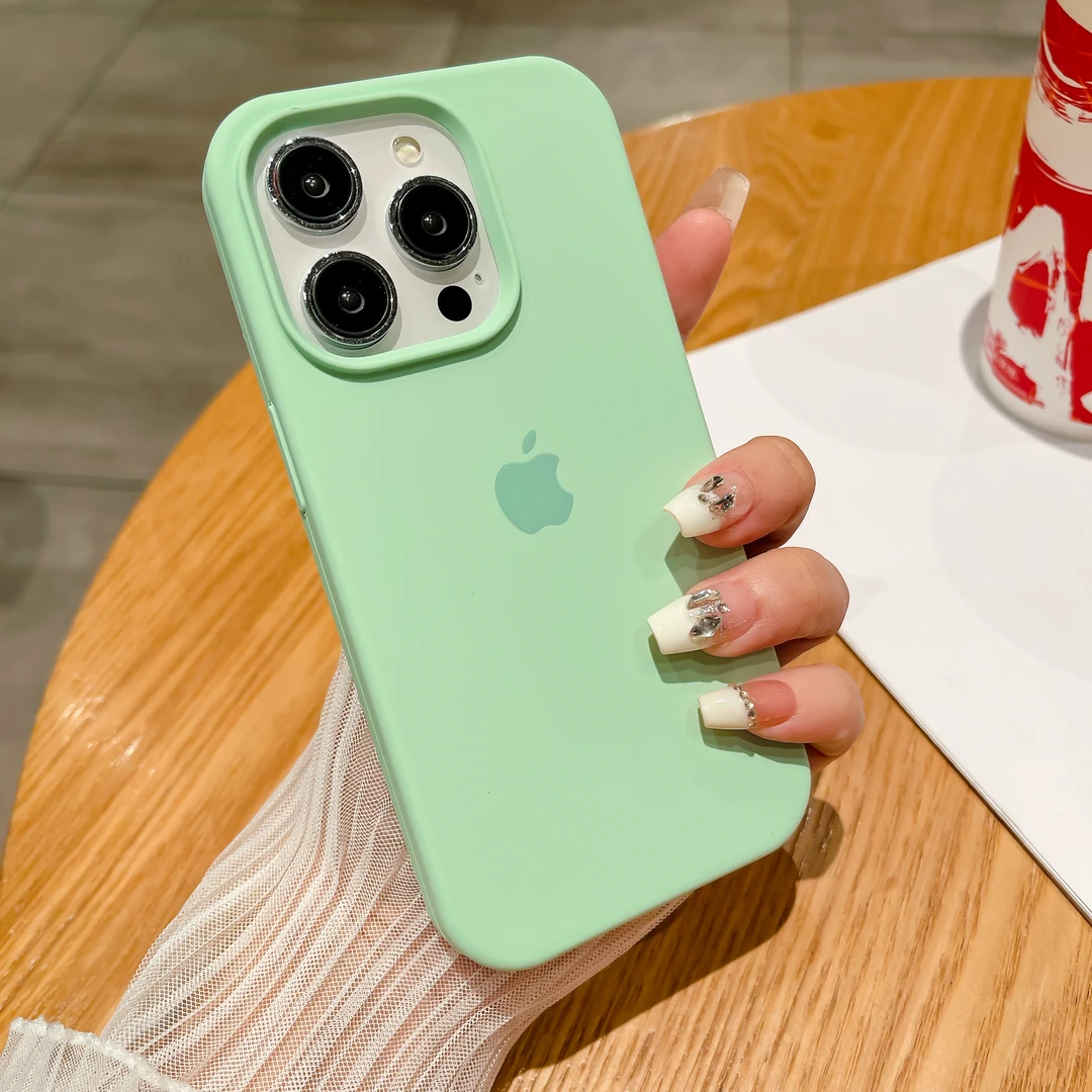 苹果15ProMax手机壳超薄iPhone14Plus液态硅胶13/12全包11X古董白