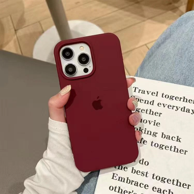 超薄液态硅胶iPhone13苹果14promax手机壳15防摔XsMax磨砂梅子色