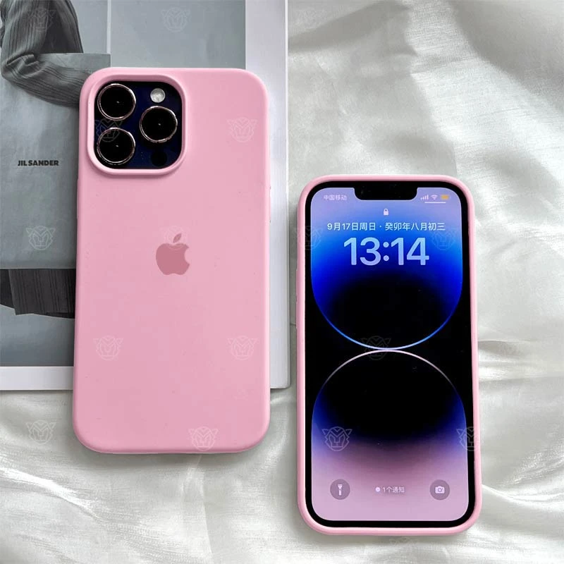 玫瑰粉苹果15打工人iPhone14ProMax液态硅胶11/12/13大孔Xr手机壳