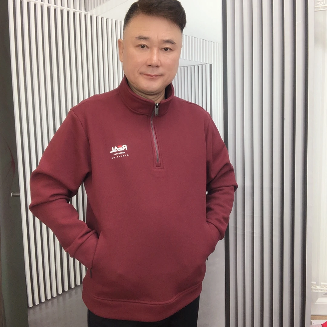 秋冬加绒加厚半拉中高领户外运动宽松休闲卫衣（215580）