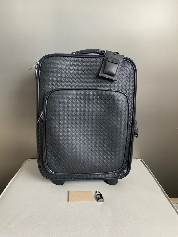 95新 BOTTEGA VENETA/葆蝶家 bv黑色全皮拉杆行李箱旅行箱20寸