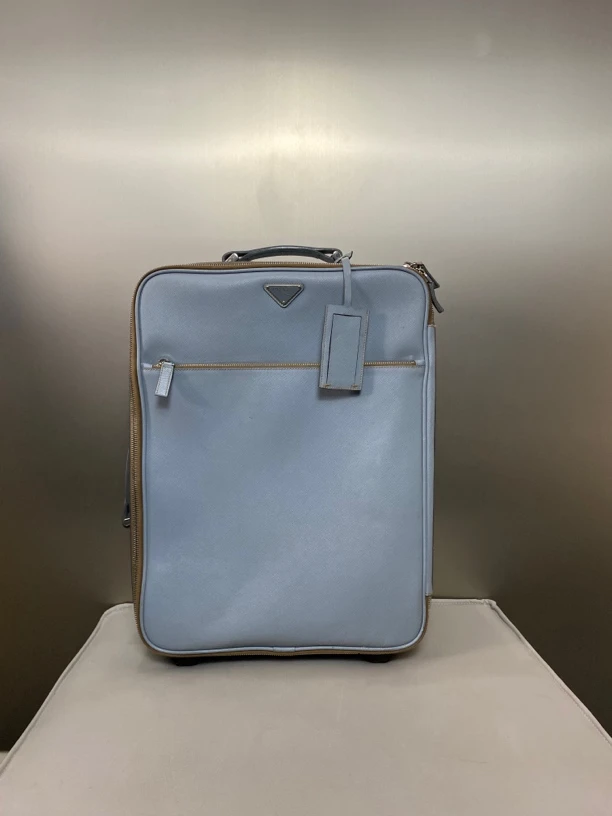 90新 Prada/普拉达 全皮灰蓝色拉杆行李箱旅行箱zp051