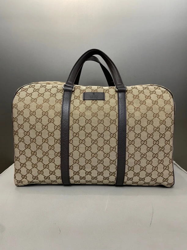 95新 GUCCI/古驰 棕花拼皮40底长手提旅行袋健身包zp002