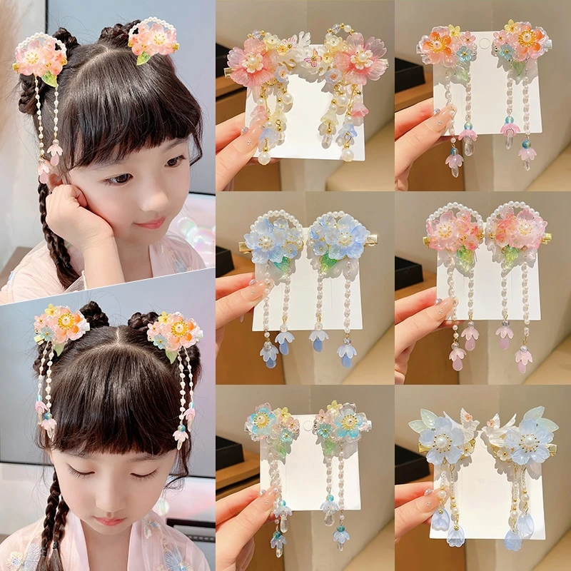 粉色链接001-003汉服头饰女儿童中国风发卡女童发夹公主古装发饰