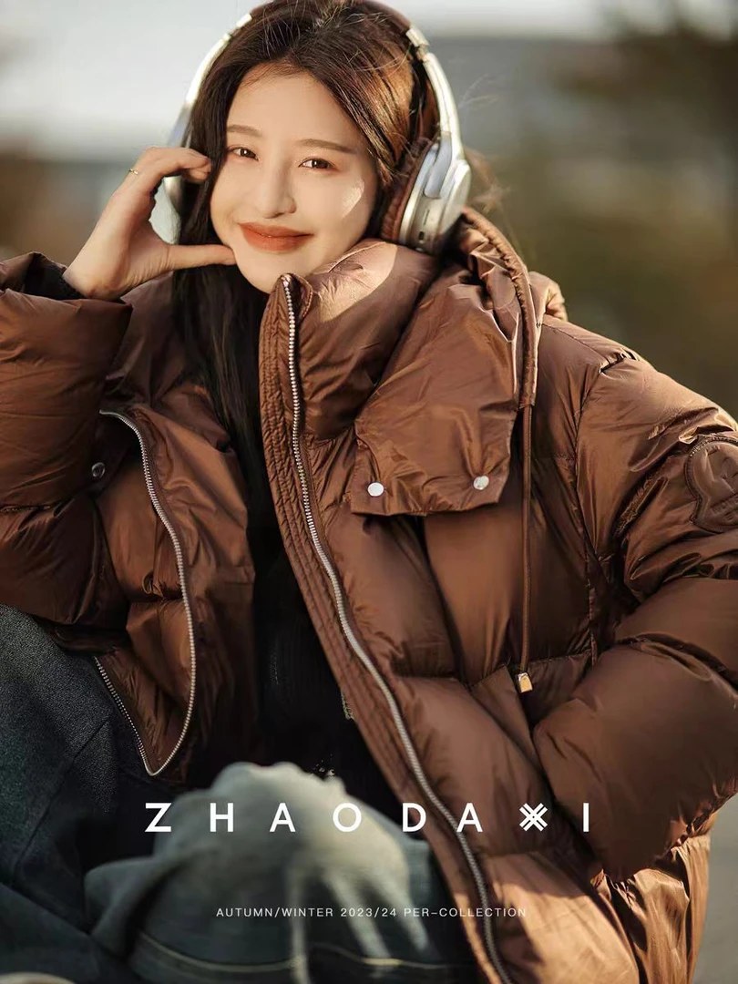 A82#泡芙款鹅绒服女2024新款女短款加厚保暖面包服冬季外套