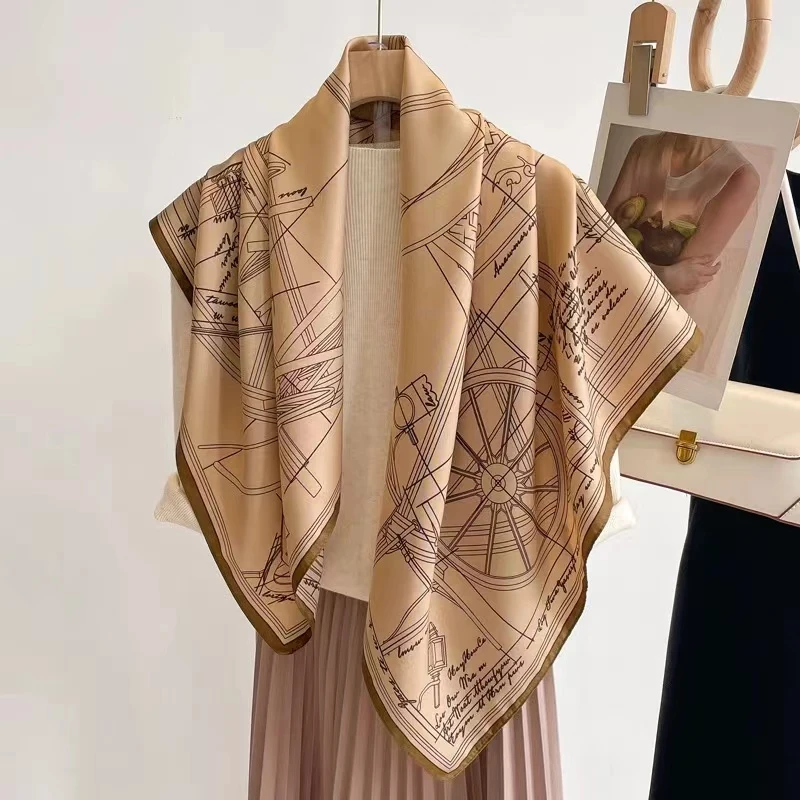 100新款百搭杭州丝绸丝巾90*90#2159