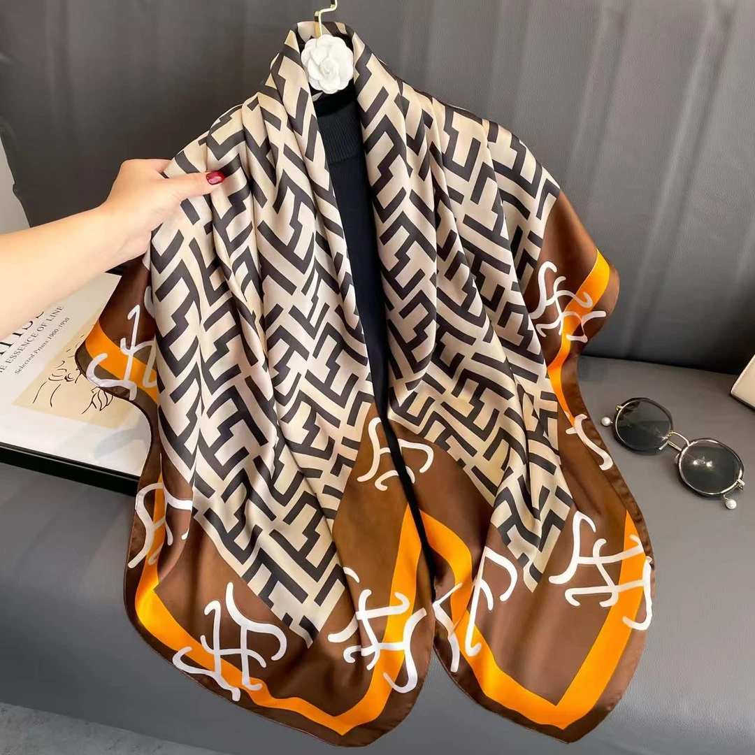 100新款百搭杭州丝绸丝巾110*110#1204