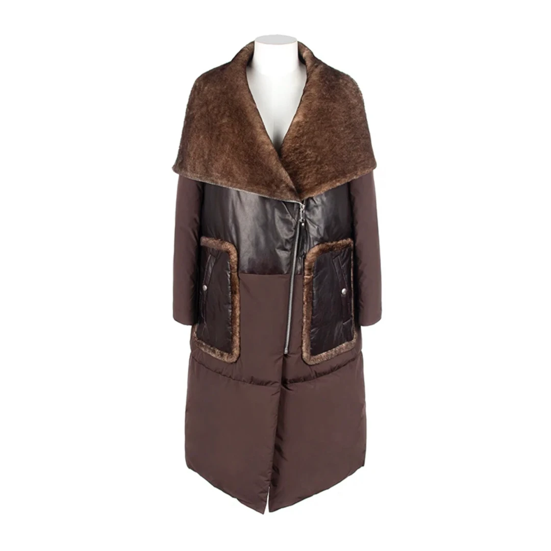 【RZ】大翻领中长款鹅绒羽绒服